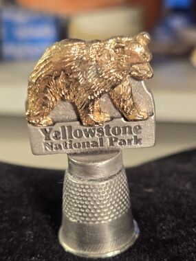 Yellowstone National Park Bear Pewter and Brass Thimble